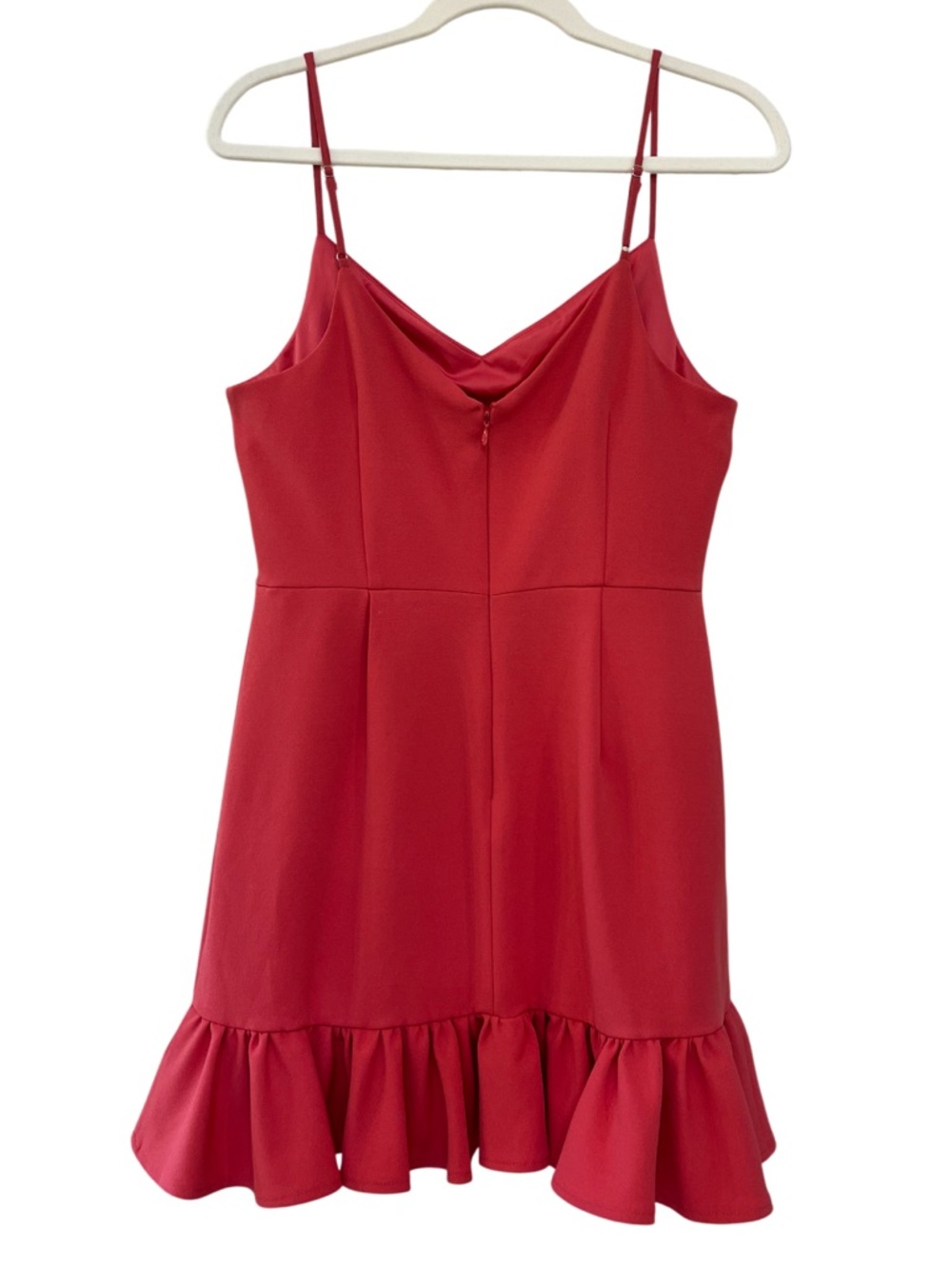 1.STATE Coral Poppy Ruffle Hem Mini Dress Strappy Fit Flare Size 10 - Picture 3 of 10